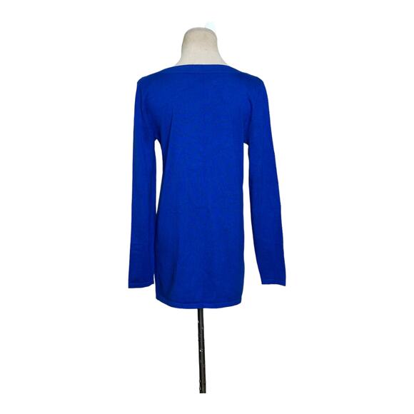 Cable & Gauge blue long sleeves embellished neck sweater size Small - Picture 9 of 11